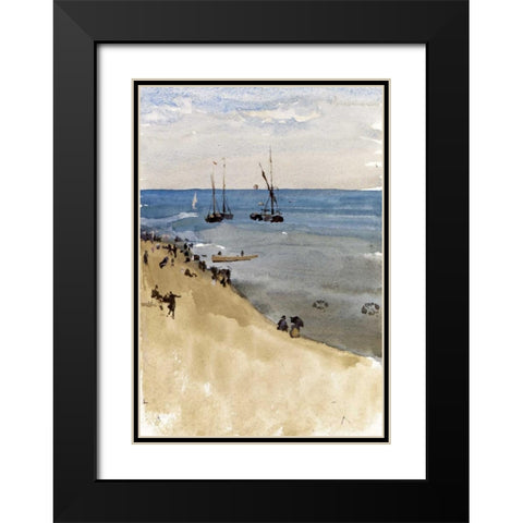 Green and Silver - The Bright Sea, Dieppe Black Modern Wood Framed Art Print with Double Matting by Whistler, James McNeill