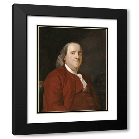 Benjamin Franklin Black Modern Wood Framed Art Print with Double Matting by Wright, Joseph