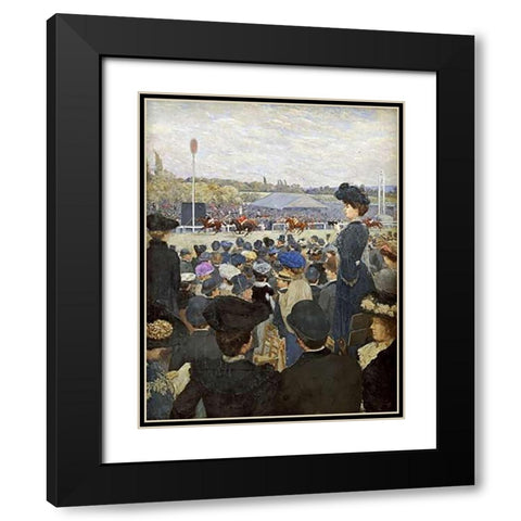 At The Races Black Modern Wood Framed Art Print with Double Matting by Zawiski, Edouard