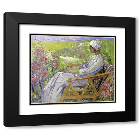 In The Garden Black Modern Wood Framed Art Print with Double Matting by Zoir, Emile