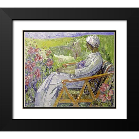 In The Garden Black Modern Wood Framed Art Print with Double Matting by Zoir, Emile