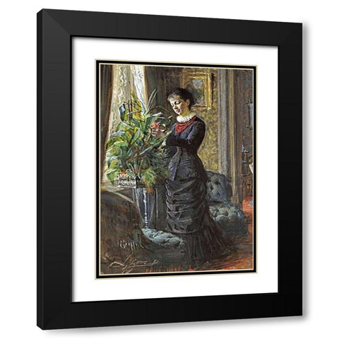 Portrait of Fru Lisen Samson Black Modern Wood Framed Art Print with Double Matting by Zorn, Anders Leonard