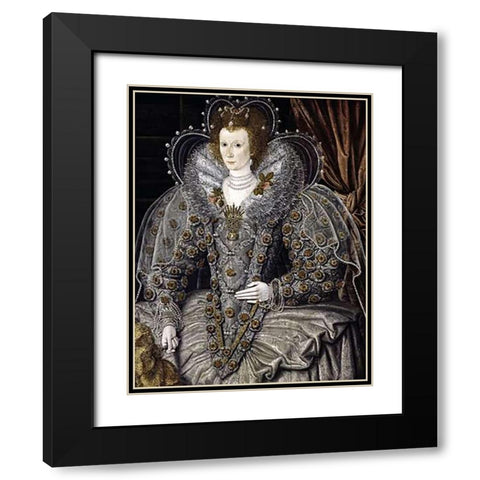 Queen Elizabeth of England Black Modern Wood Framed Art Print with Double Matting by 16th Century English School