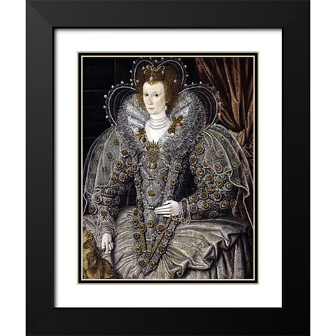 Queen Elizabeth of England Black Modern Wood Framed Art Print with Double Matting by 16th Century English School