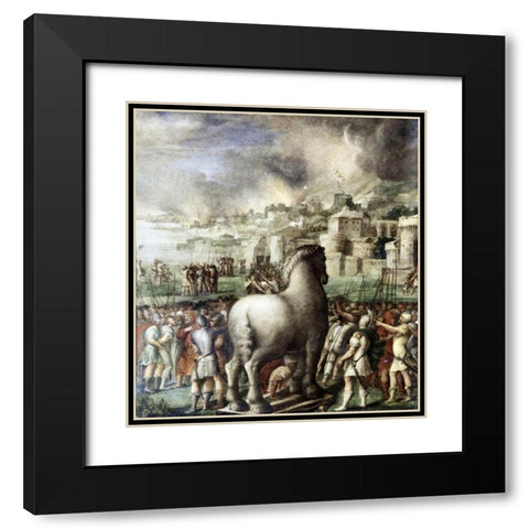 Trojan Horse Black Modern Wood Framed Art Print with Double Matting by Abbate, Niccolo