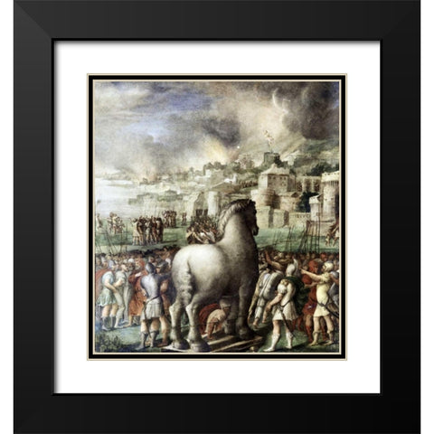 Trojan Horse Black Modern Wood Framed Art Print with Double Matting by Abbate, Niccolo