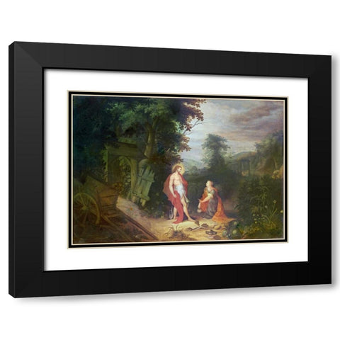 Noli Me Tangere Black Modern Wood Framed Art Print with Double Matting by Abraham, Govaerts