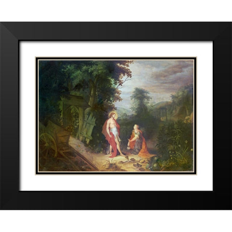 Noli Me Tangere Black Modern Wood Framed Art Print with Double Matting by Abraham, Govaerts