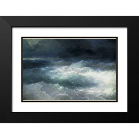 Between The Waves Black Modern Wood Framed Art Print with Double Matting by Aivasowsky, Ivan Konstantinovich