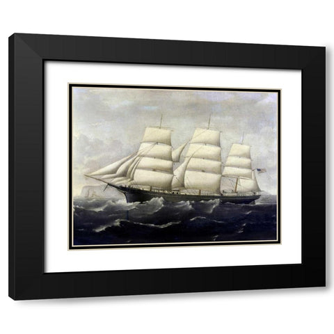 American Clippership Black Modern Wood Framed Art Print with Double Matting by Alaster, J.S.