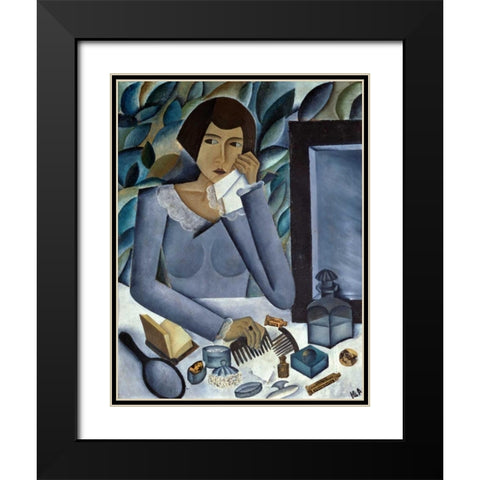 Womans Portrait Black Modern Wood Framed Art Print with Double Matting by Annenkov, Jurij Pavlovic