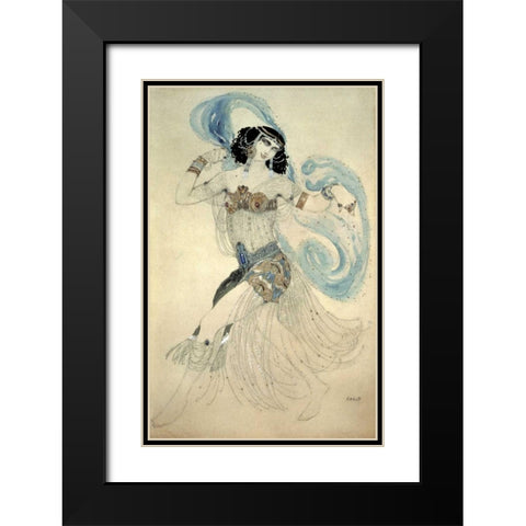 Dance of The Seven Veils - Salome Black Modern Wood Framed Art Print with Double Matting by Bakst, Leon