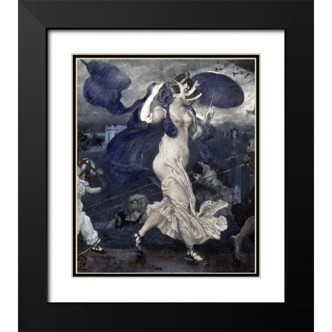 Downpour Black Modern Wood Framed Art Print with Double Matting by Bakst, Leon