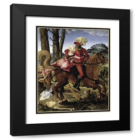 Knight Young Girl and Death Black Modern Wood Framed Art Print with Double Matting by Grien, Hans Baldung
