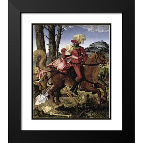Knight Young Girl and Death Black Modern Wood Framed Art Print with Double Matting by Grien, Hans Baldung