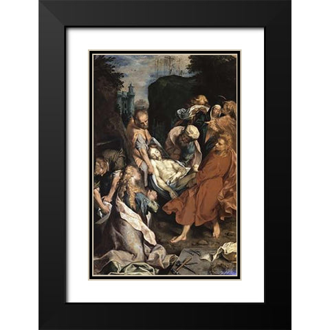 Museumist Entombed Black Modern Wood Framed Art Print with Double Matting by Barocci, Frederico