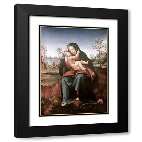 Madonna and Child Black Modern Wood Framed Art Print with Double Matting by Bartolommeo, Fra