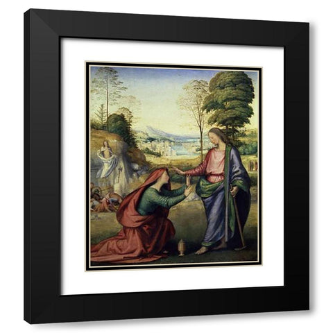Noli Me Tangere Black Modern Wood Framed Art Print with Double Matting by Bartolommeo, Fra