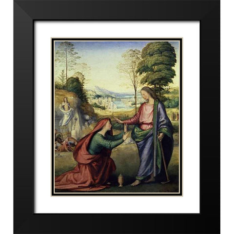 Noli Me Tangere Black Modern Wood Framed Art Print with Double Matting by Bartolommeo, Fra