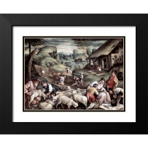 Summer Black Modern Wood Framed Art Print with Double Matting by Bassano, Francesco II
