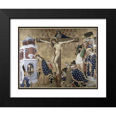 St. Denis Altarpiece Black Modern Wood Framed Art Print with Double Matting by Bellechose, Henri