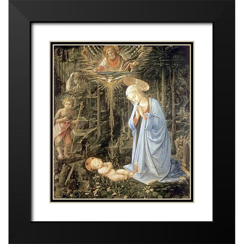 Madonna and Child With Saint Jerome Black Modern Wood Framed Art Print with Double Matting by Bellini, Giovanni