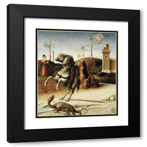 Saint George  from The Pala Pesaro Black Modern Wood Framed Art Print with Double Matting by Bellini, Giovanni