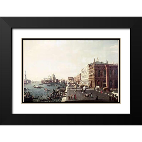View of Molo In Venice #1 Black Modern Wood Framed Art Print with Double Matting by Bellotto, Bernardo