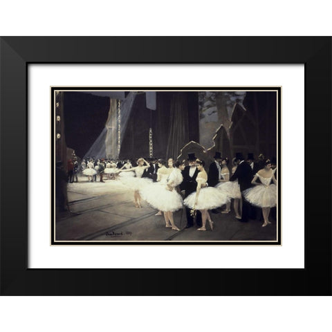 Backstage at The Opera Black Modern Wood Framed Art Print with Double Matting by Beraud, Jean
