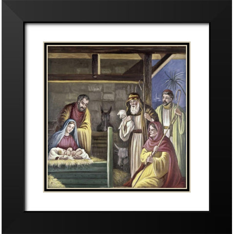 Adoration of The Shepherds Black Modern Wood Framed Art Print with Double Matting by Bianchini, Vittorio