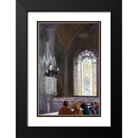 Rev. Hecker and The Intellectual Revival Black Modern Wood Framed Art Print with Double Matting by Bianchini, Vittorio