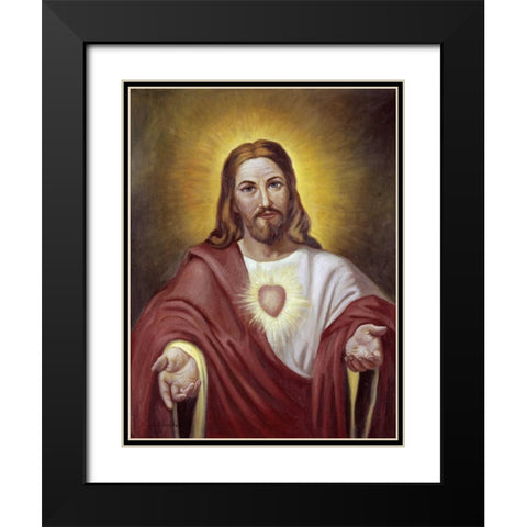 Sacred Heart of Jesus Black Modern Wood Framed Art Print with Double Matting by Bianchini, Vittorio