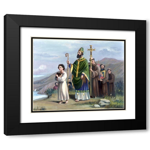 Saint Patrick Journeys To Tara Black Modern Wood Framed Art Print with Double Matting by Bianchini, Vittorio