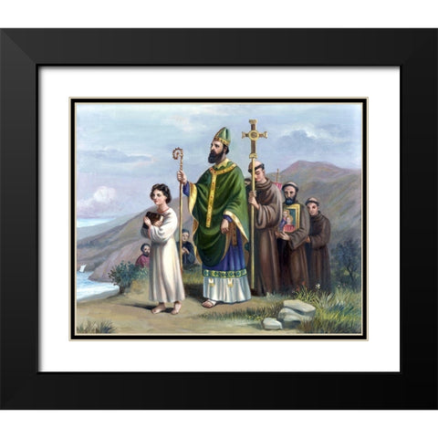 Saint Patrick Journeys To Tara Black Modern Wood Framed Art Print with Double Matting by Bianchini, Vittorio