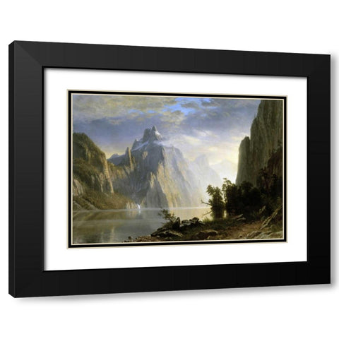 A Lake in the Sierra Nevada Black Modern Wood Framed Art Print with Double Matting by Bierstadt, Albert