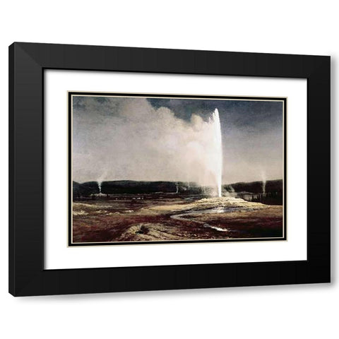 Geysers in Yellowstone Park Black Modern Wood Framed Art Print with Double Matting by Bierstadt, Albert