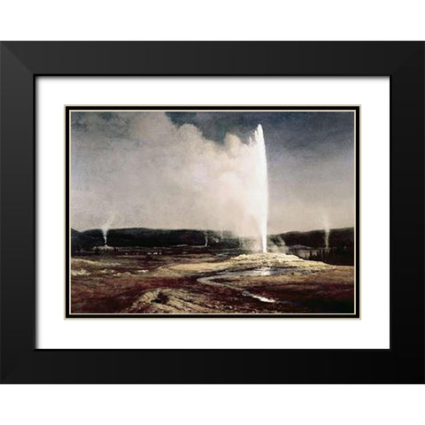 Geysers in Yellowstone Park Black Modern Wood Framed Art Print with Double Matting by Bierstadt, Albert