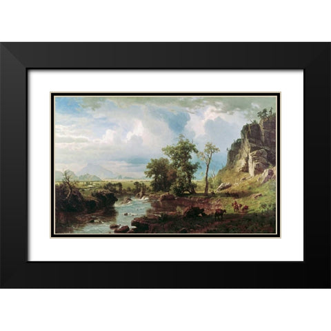 Platte River Black Modern Wood Framed Art Print with Double Matting by Bierstadt, Albert