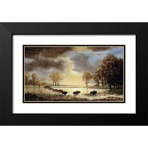 The Buffalo Trail, 1867 Black Modern Wood Framed Art Print with Double Matting by Bierstadt, Albert