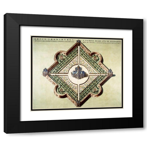 Arcis Uraniburgi Black Modern Wood Framed Art Print with Double Matting by Blaeu, Joan