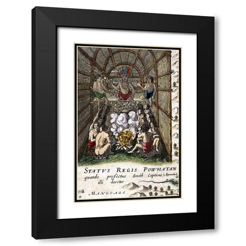 Powhatan Inset Black Modern Wood Framed Art Print with Double Matting by Blaeu, Joan