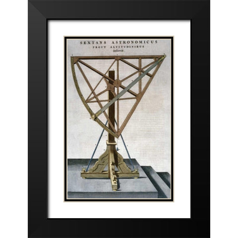 Sextant Black Modern Wood Framed Art Print with Double Matting by Blaeu, Joan