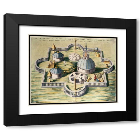 Stellebourg Observatory and Instruments Black Modern Wood Framed Art Print with Double Matting by Blaeu, Joan