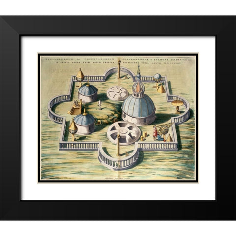 Stellebourg Observatory and Instruments Black Modern Wood Framed Art Print with Double Matting by Blaeu, Joan