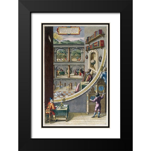 Tycho Brahe and Others With Astronomical Instruments Black Modern Wood Framed Art Print with Double Matting by Blaeu, Joan