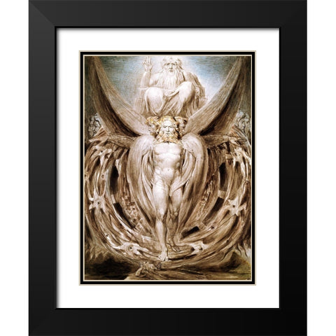 The Whirlwind : Ezekiels Vision Black Modern Wood Framed Art Print with Double Matting by Blake, William