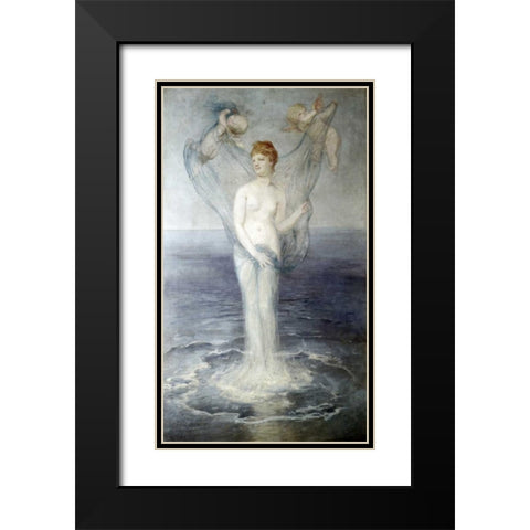 Birth of Venus Black Modern Wood Framed Art Print with Double Matting by Bocklin, Arnold