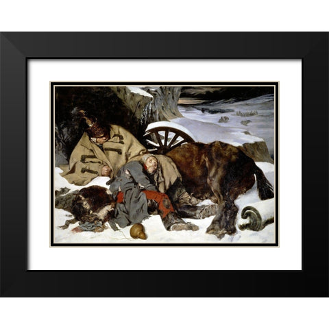 Episode of The Russian Retreat Black Modern Wood Framed Art Print with Double Matting by Boissard de Boisdenier, Joseph Fernand