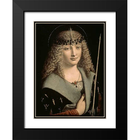 Saint Sebastian Black Modern Wood Framed Art Print with Double Matting by Boltraffio, Giovanni Antonio