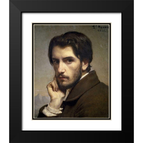 Self-Portrait Black Modern Wood Framed Art Print with Double Matting by Bonnat, Leon